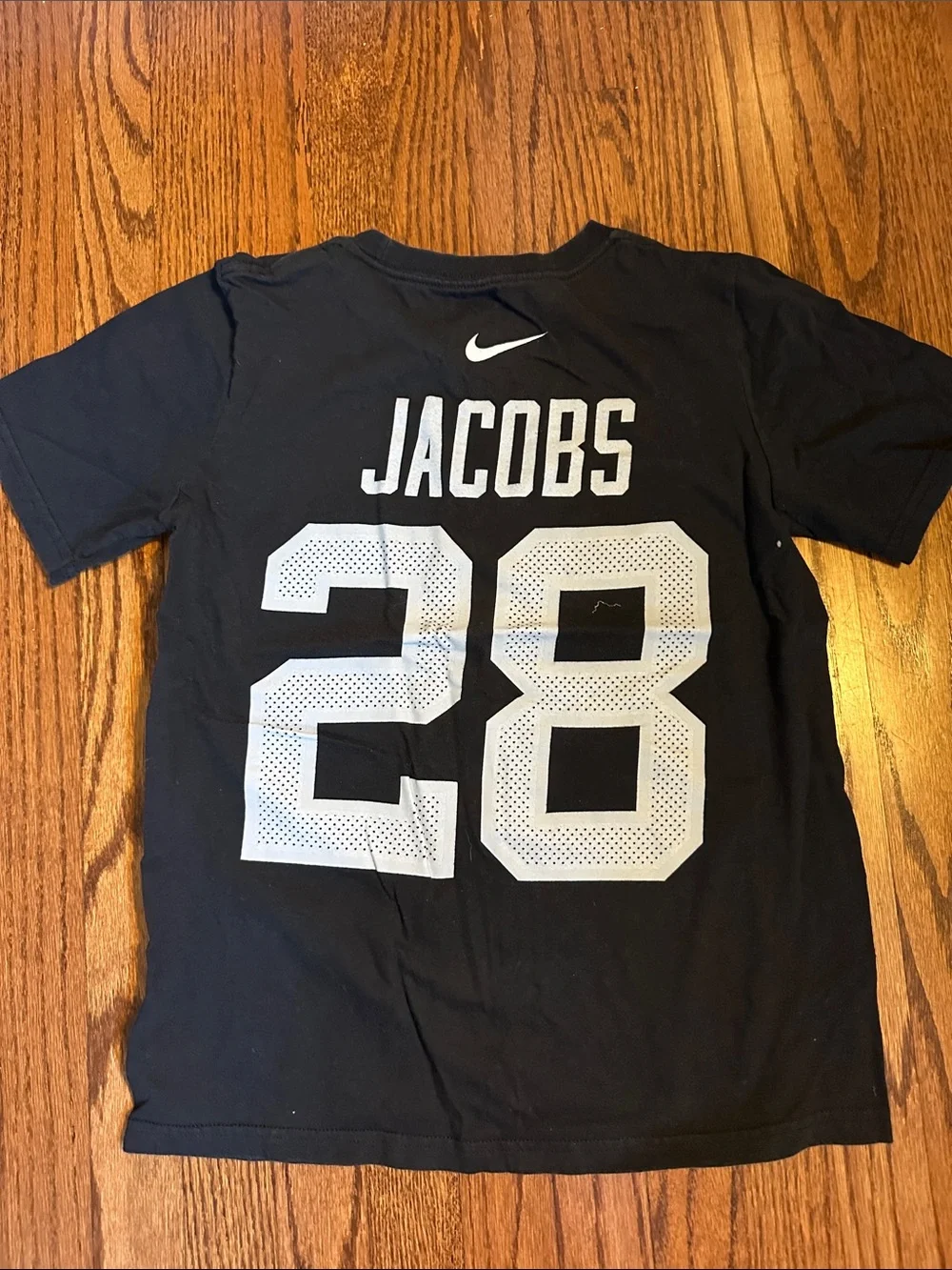 Nike Kids raiders Black Tee with Silver 28 and Small Shield